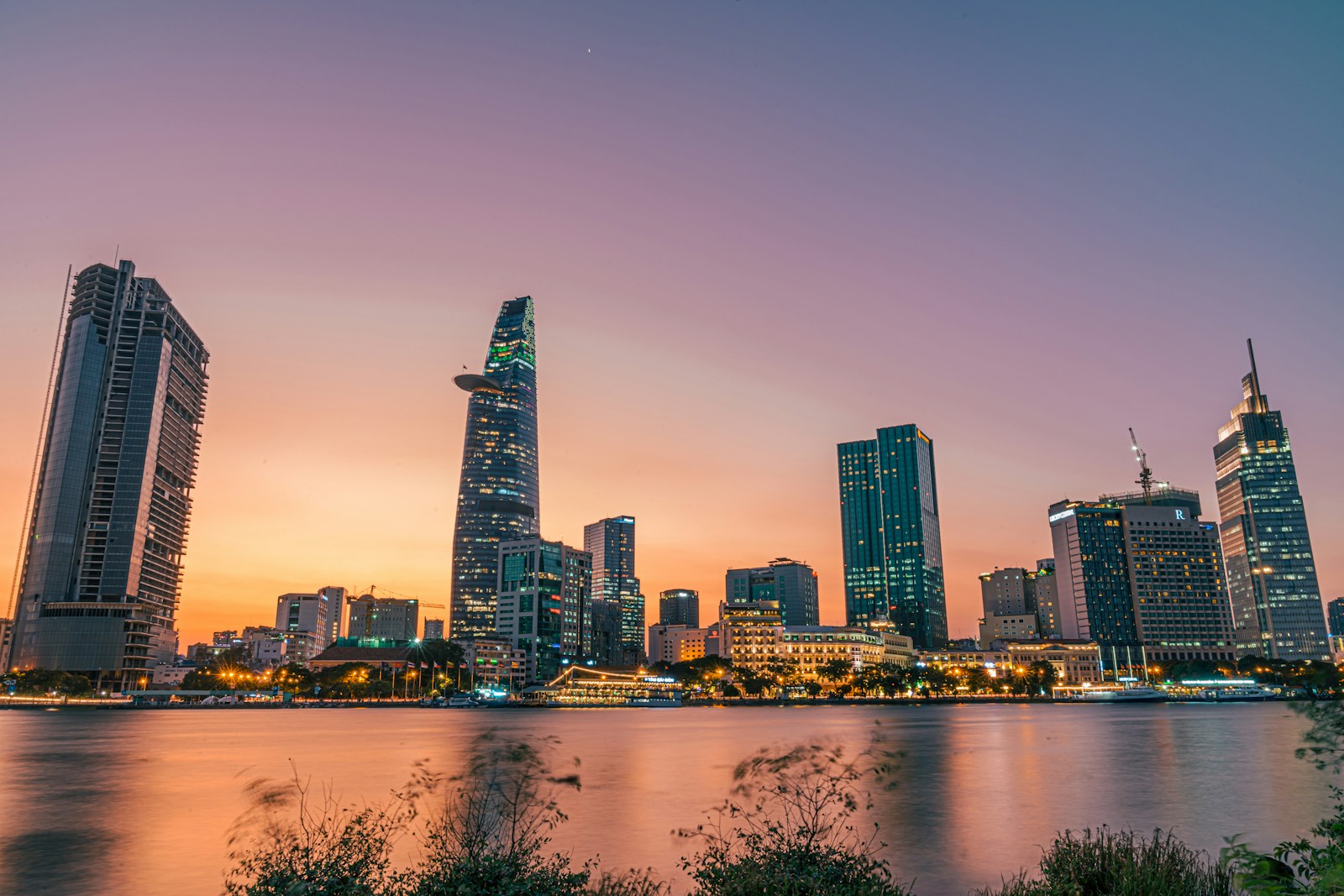 The Saigon River at dusk in Ho Chi Minh